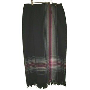 Sag Harbor Wrap Skirt Black Grey Burgundy Fringe  8P Lined Pencil Straight